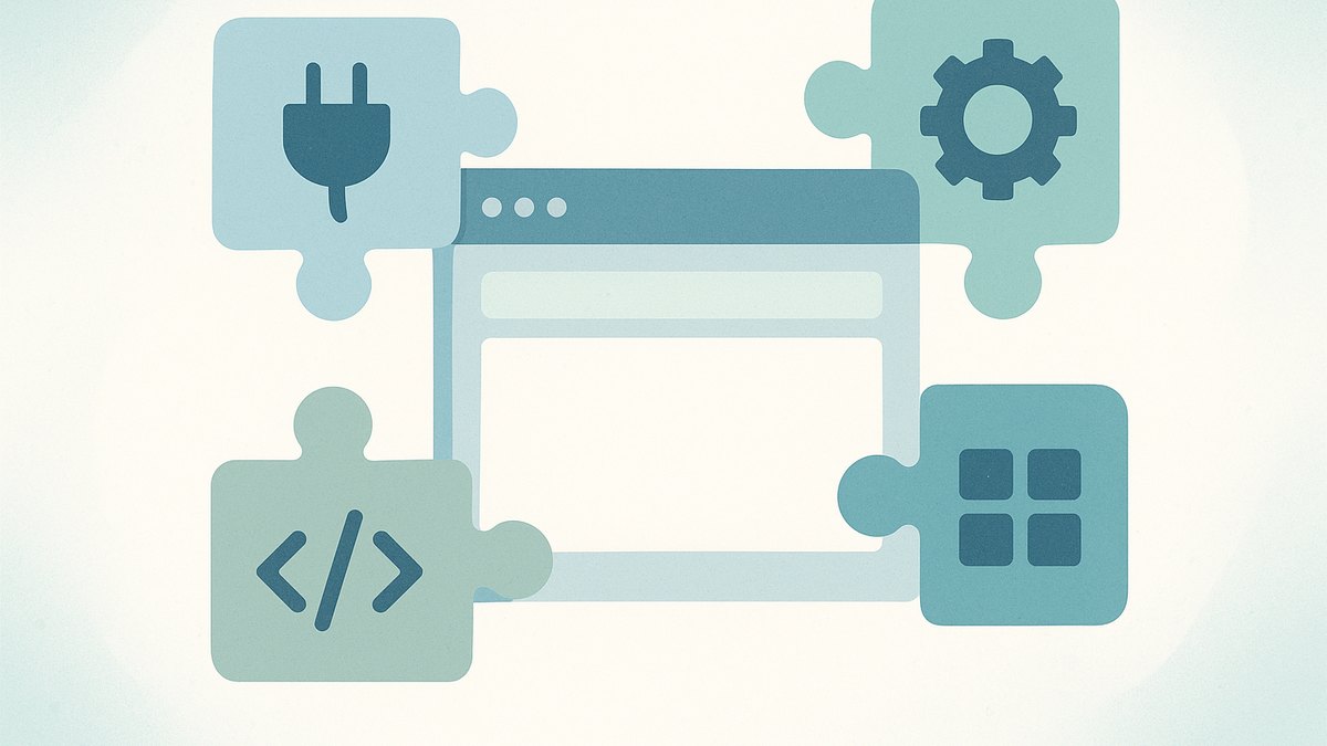 Illustration symbolisant plusieurs extensions WordPress complémentaires assemblées entre elles