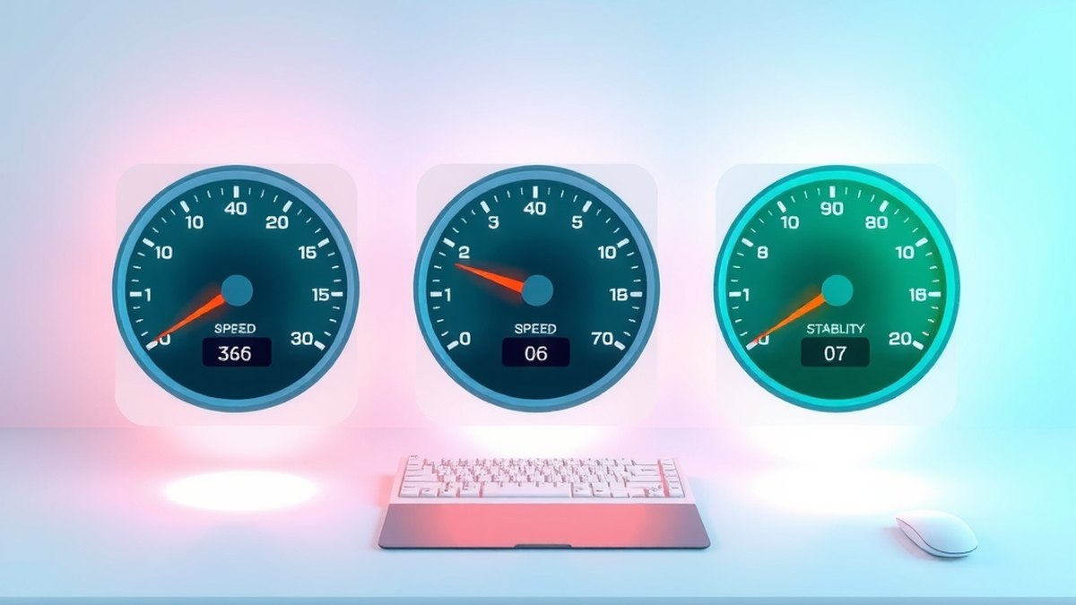 Représentation visuelle des trois indicateurs de performance web, vitesse, réactivité et stabilité