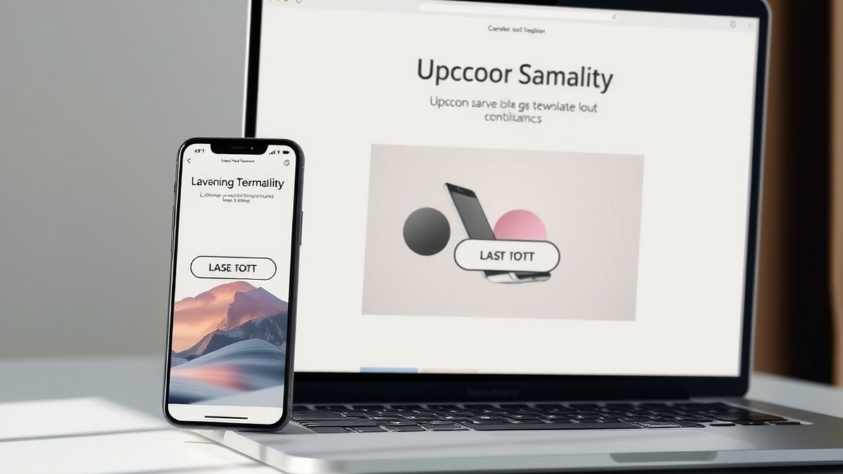 Smartphone et ordinateur portable côte à côte affichant une page d'atterrissage optimisée pour mobile et desktop