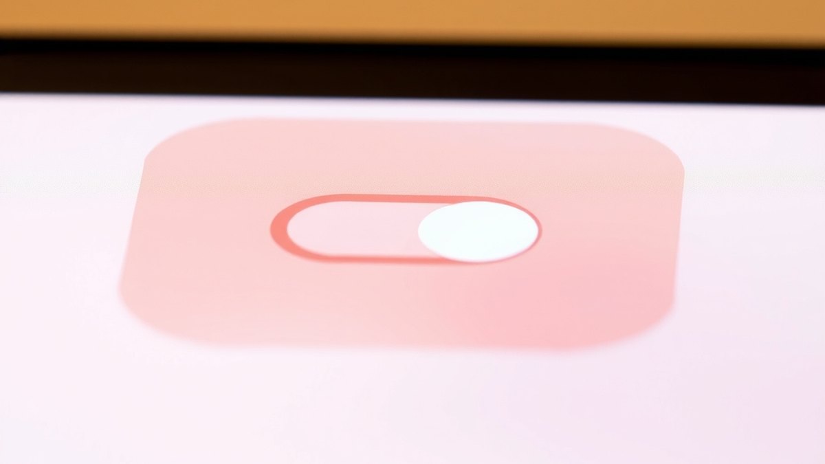 Gros plan sur un écran de smartphone montrant une icône de bascule floutée, symbolisant le passage d'un type de compte à un autre