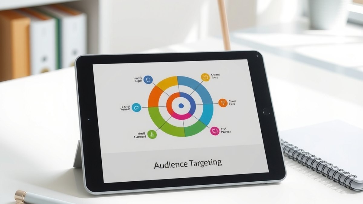 Tablette affichant un schéma abstrait de ciblage d'audience publicitaire