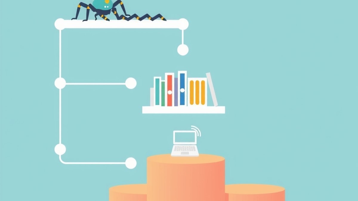Schéma illustré des trois étapes de Google : exploration, indexation et classement