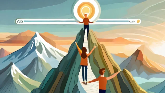 Des personnes se tiennent la main pour atteindre le sommet d'une montagne. La montagne représente Google et les personnes les liens sponsorisés