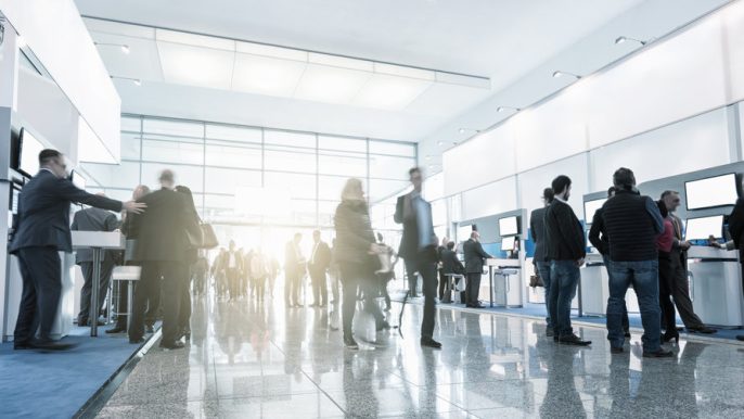 Tradeshow Visitors at Trade Fair Stands
