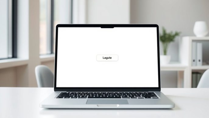 Écran d'ordinateur affichant une page web épurée avec un seul bouton d'action, illustrant la structure d'une landing page