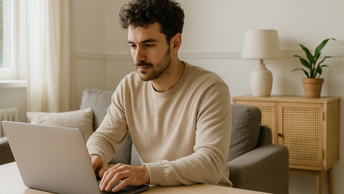 Freelance concentré sur son ordinateur en 2025, évitant les erreurs courantes
