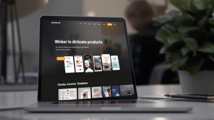Interface de la plateforme Payhip affichant des produits numériques à vendre