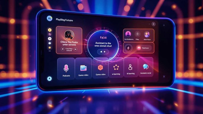 Interface PlayDialog affichant la génération vocale IA avec ondes sonores et voix émotionnelle