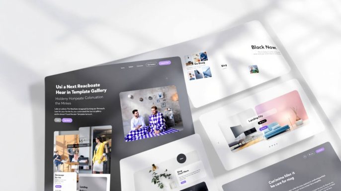 Aperçu de templates de site web, pages accueil blog et landing en style minimal et professionnel