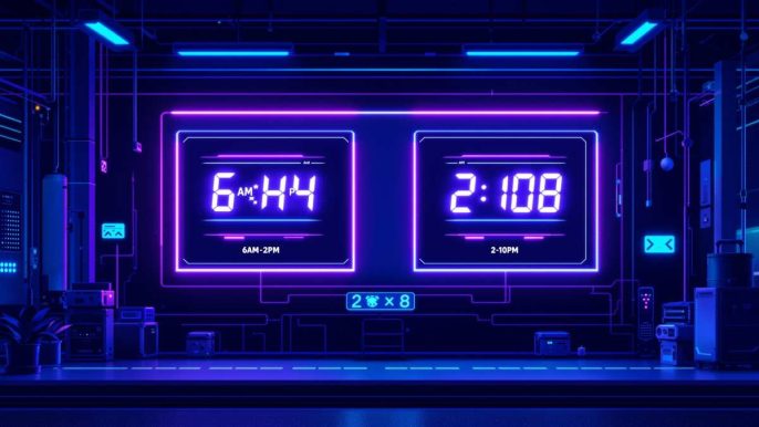 Illustration système travail 2x8 deux équipes rotation matin après-midi horaires alternés