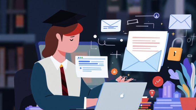 Professionnel utilisant l'IA44 Webmail pour organiser ses courriels de manière sécurisée et efficace