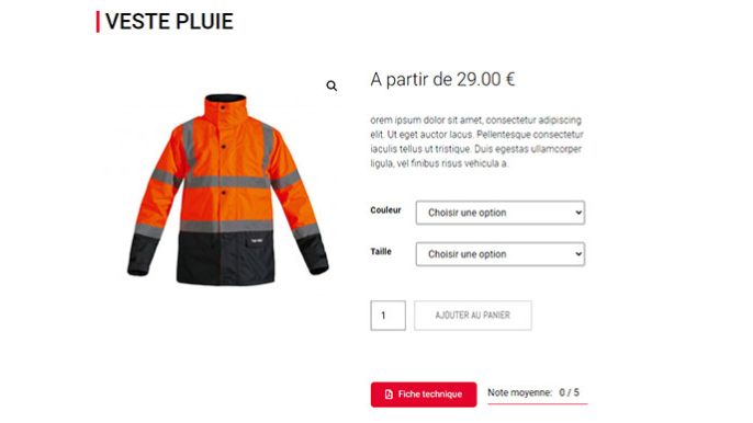 Exemple fiche produit woocommerce