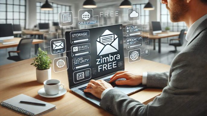 Interface Zimbra Free utilisée en entreprise avec outils de productivité